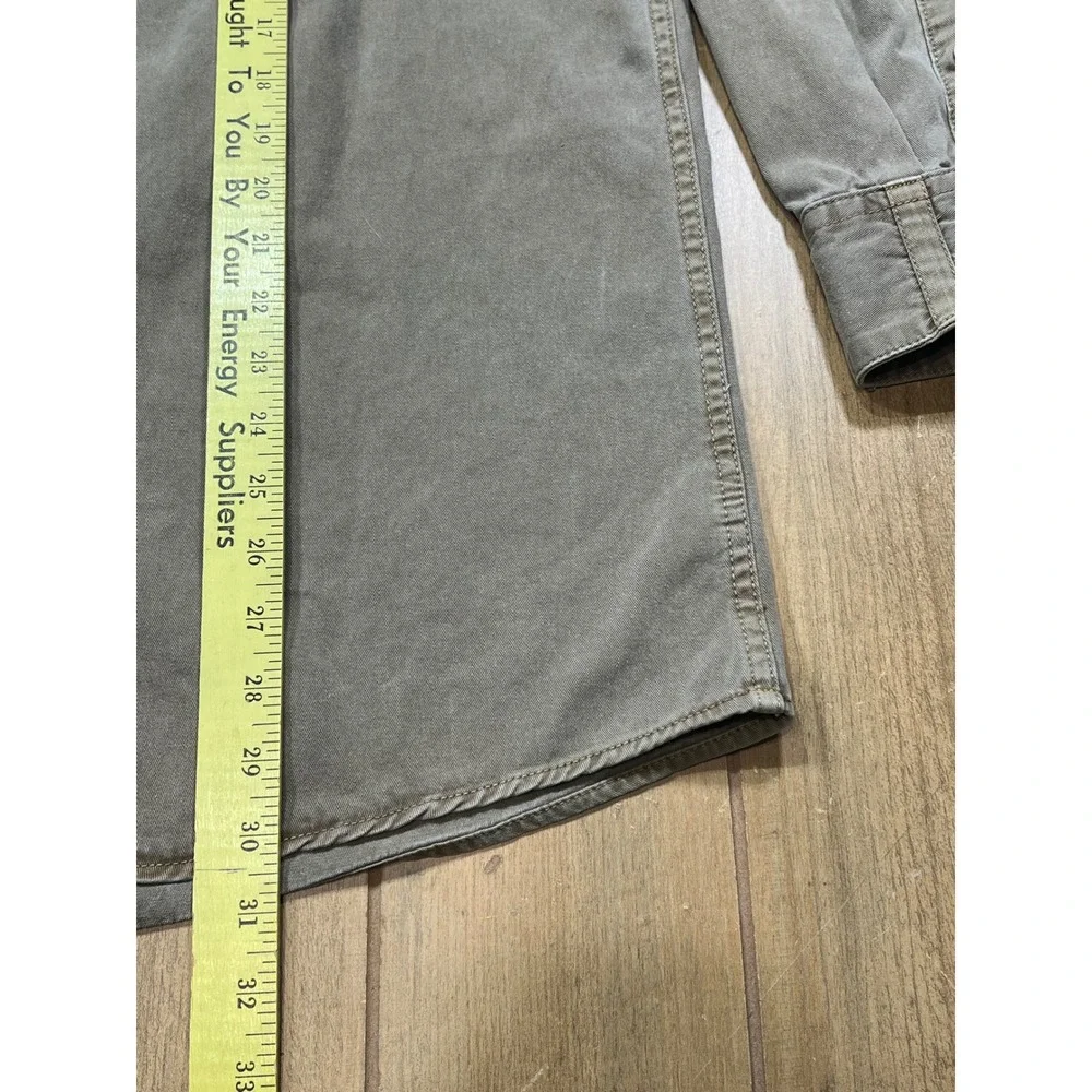 Levis Mens Utility Button Down Shirt Khaki Green Long Sleeve Cotton Large heavy
